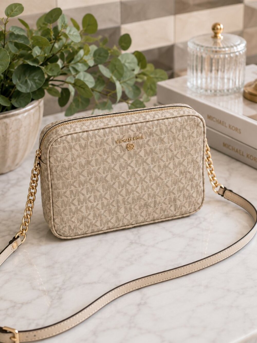Michael Kors Signature MK Logo Crossbody Bag Chain Strap NWT